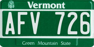 VT license plate AFV726