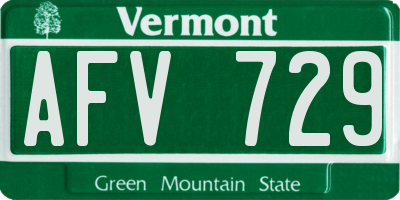 VT license plate AFV729