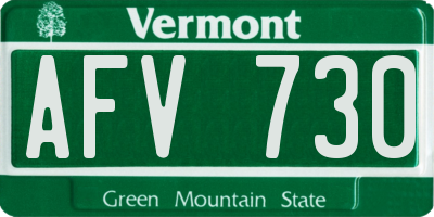 VT license plate AFV730