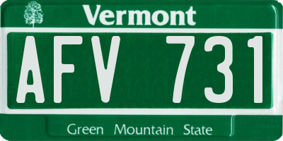 VT license plate AFV731
