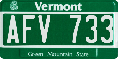 VT license plate AFV733
