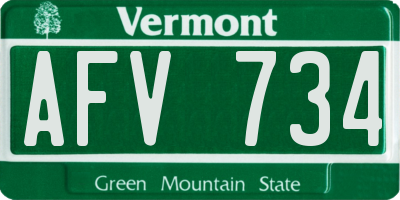 VT license plate AFV734