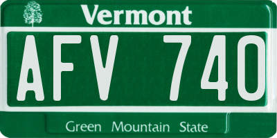 VT license plate AFV740