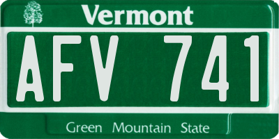 VT license plate AFV741