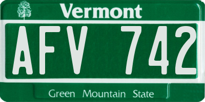 VT license plate AFV742