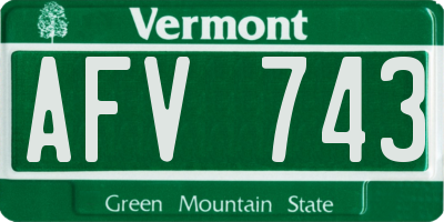 VT license plate AFV743