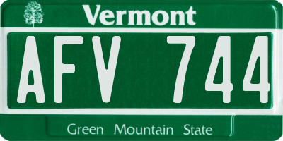 VT license plate AFV744