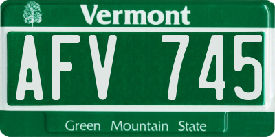 VT license plate AFV745