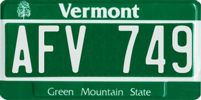 VT license plate AFV749
