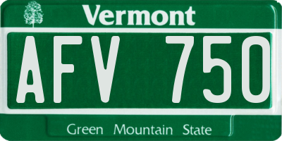 VT license plate AFV750