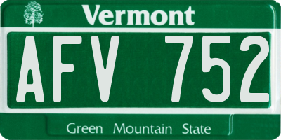 VT license plate AFV752