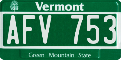VT license plate AFV753