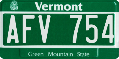 VT license plate AFV754