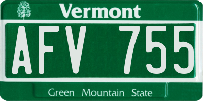 VT license plate AFV755