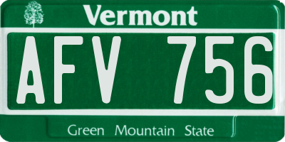 VT license plate AFV756