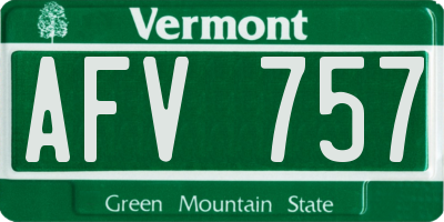 VT license plate AFV757