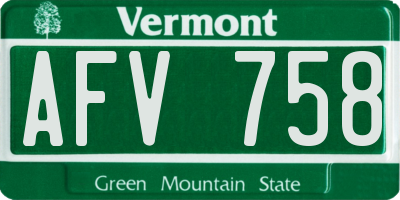 VT license plate AFV758