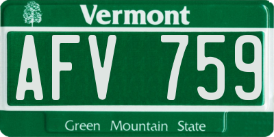 VT license plate AFV759