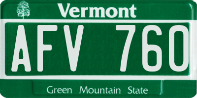 VT license plate AFV760