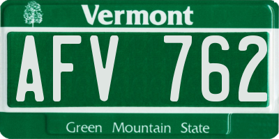 VT license plate AFV762