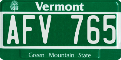 VT license plate AFV765