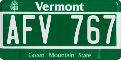 VT license plate AFV767