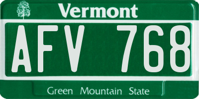 VT license plate AFV768