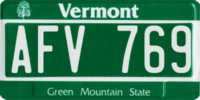 VT license plate AFV769
