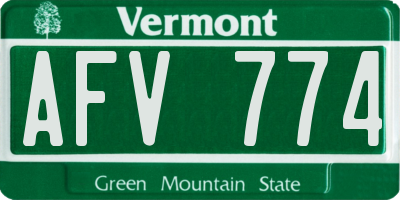 VT license plate AFV774