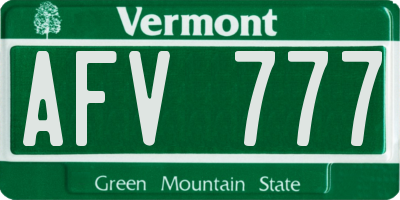 VT license plate AFV777