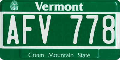 VT license plate AFV778