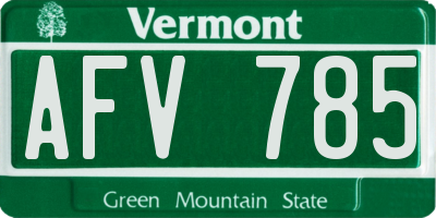 VT license plate AFV785