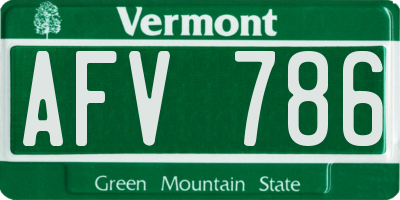 VT license plate AFV786