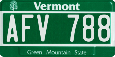 VT license plate AFV788