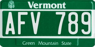 VT license plate AFV789