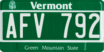 VT license plate AFV792