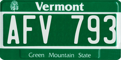 VT license plate AFV793