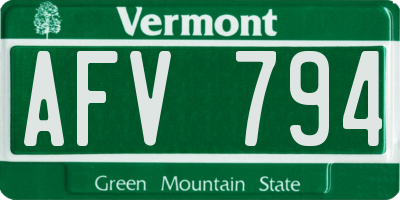 VT license plate AFV794