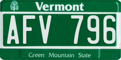 VT license plate AFV796