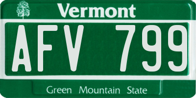 VT license plate AFV799