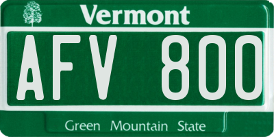 VT license plate AFV800