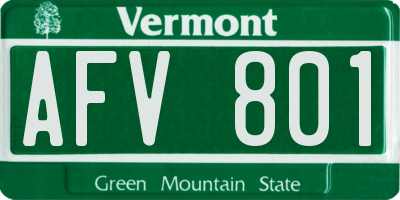 VT license plate AFV801