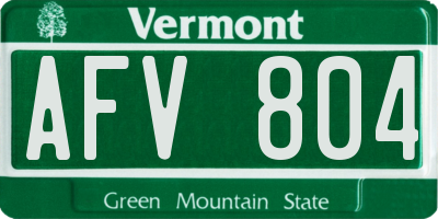 VT license plate AFV804