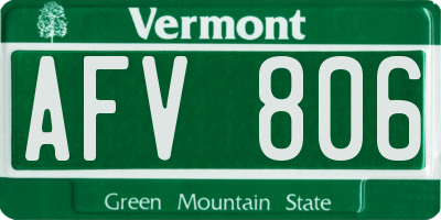 VT license plate AFV806