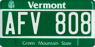 VT license plate AFV808