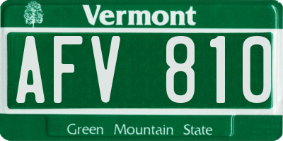 VT license plate AFV810
