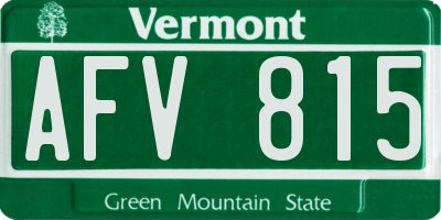 VT license plate AFV815