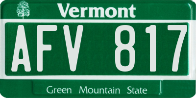 VT license plate AFV817