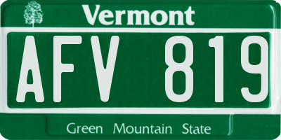 VT license plate AFV819