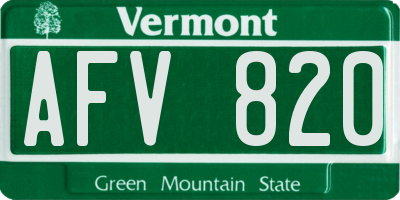 VT license plate AFV820